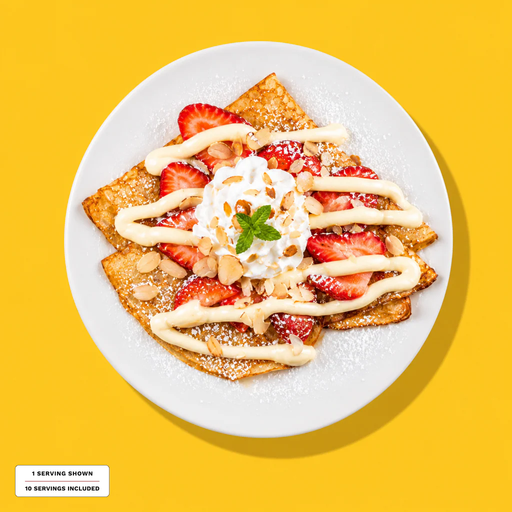 Strawberry Almond Cream Cheesecake Crepes Tray (Serves 10 - Individual Packaging)